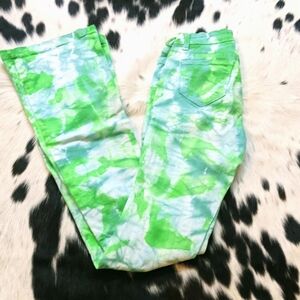 RANCH DRESS'N Fallon Taylor bright green tie dye bootcut jeans sz 0 24x34.5L EUC
